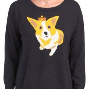 French Connection Corgi Dog Knit & Crown Navy Knit Sweater